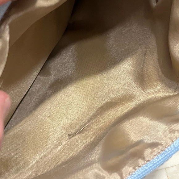 Blue and Gold Geometric Textured Fabric Clutch Pouch - Picture 5 of 8